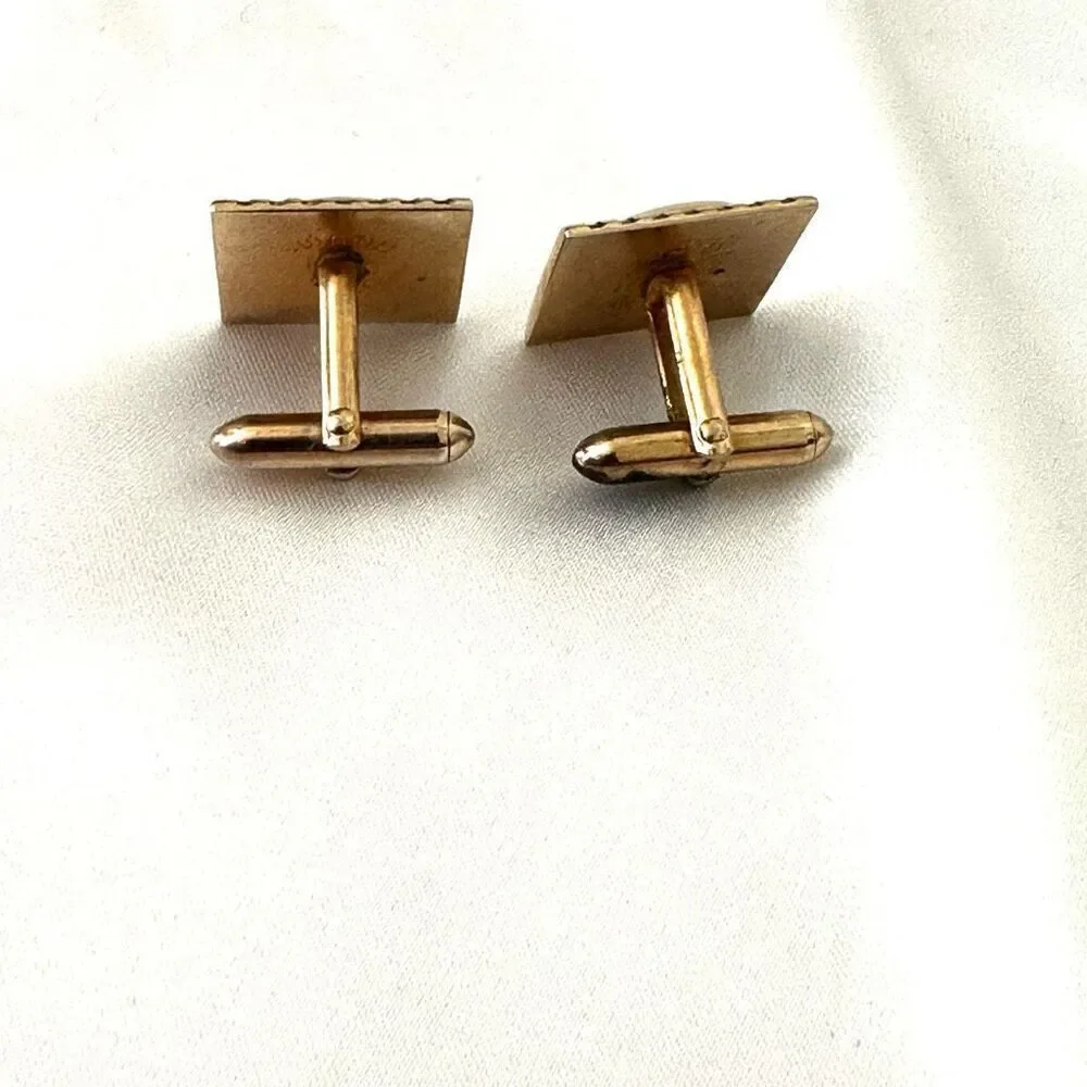 Swank gold tone and abalone square vintage cufflinks